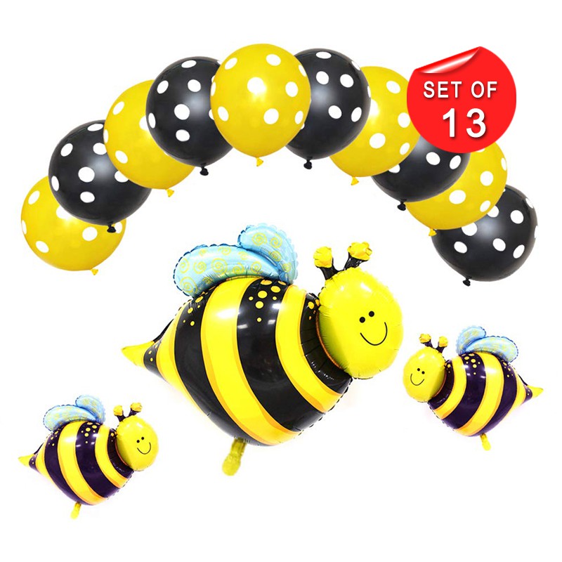 13pcs Bumble Bee Balloons For Honey Yellow Bee Themed Birthday