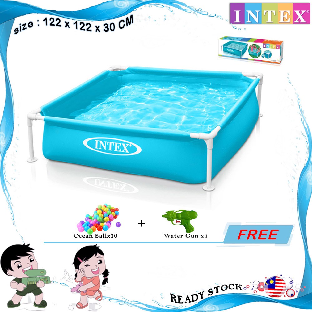 INTEX Mini Frame Pool Kiddie (122 x 122 x 30cm) Beginner Frame Swimming ...