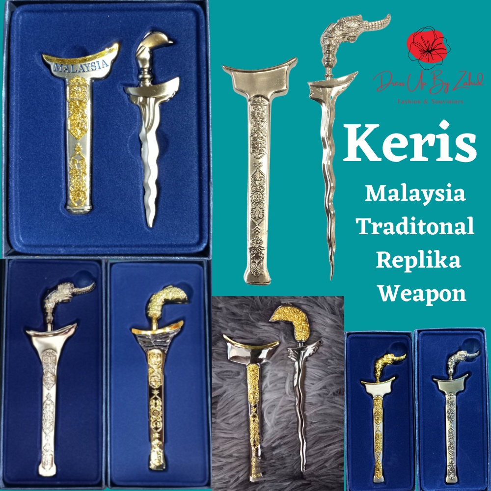 Keris Malaysia Traditonal Replika Weapon Tanah Melayu Gift Box Hadiah Souvenir Silver Emas