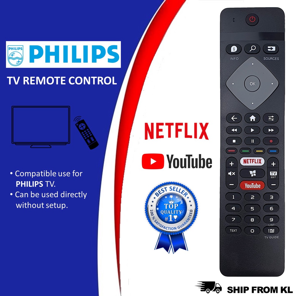 [ PHILIPS ] Smart TV Remote Control With Netflix YouTube Button