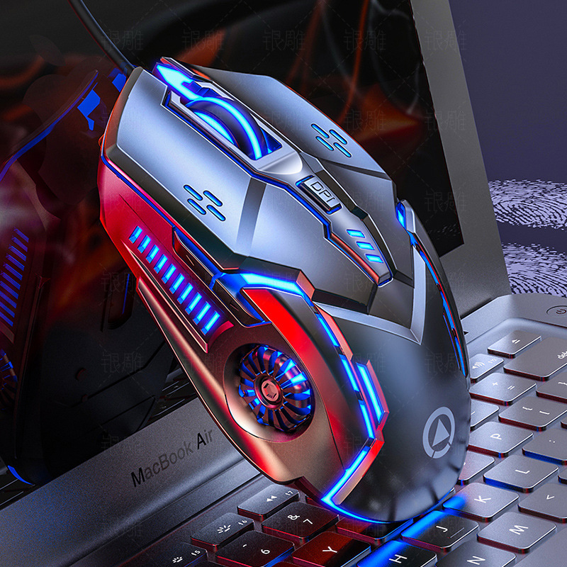 USB Mouse Wired Gaming Mouse with 4 Adjustable DPI 1000/1600/3200/6400 for Laptop PC Notebook Computer Games & Work Optical RGB Light Ergonomic Mice with 6 Buttons Gaming Mouse Wired Mouse 