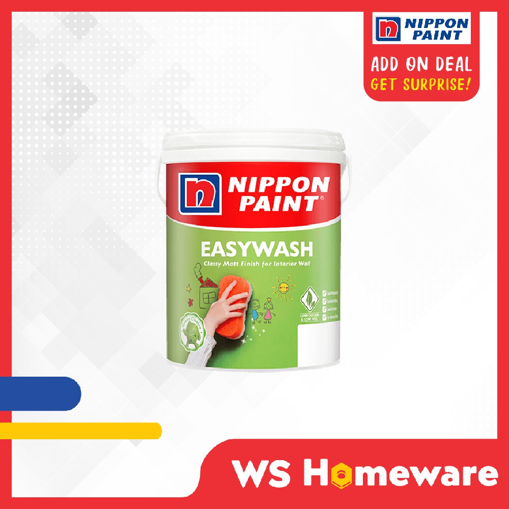 5L Nippon Paint easy wash white / nippon easywash mixed / cat nippon ...