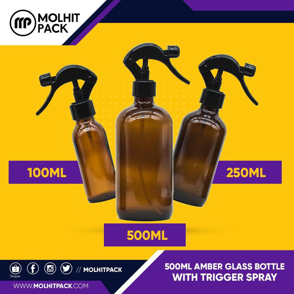 Download Amber Glass Spray Bottle 100ML 250ML 500ML Amber Glass ...