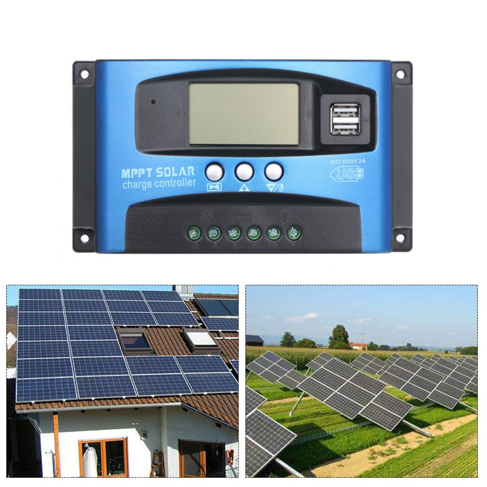 E Y 100a Mppt Solar Charge Controller Dual Usb Lcd Display Auto Solar Cell Panel Charger Regulator Shopee Malaysia
