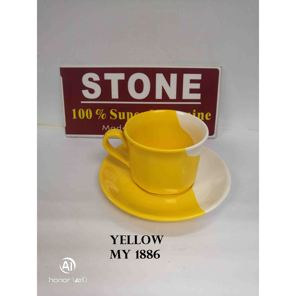 STONEWARE 6 SET MELAMINE 3.5" CUP & 6" SAUCER (STCP4666") Shopee