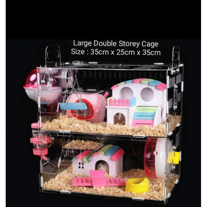 Ready Stock 11 11 Sales Large Double Storey Acrylic Hamster Cage Sangkar Hamster Besar Murah