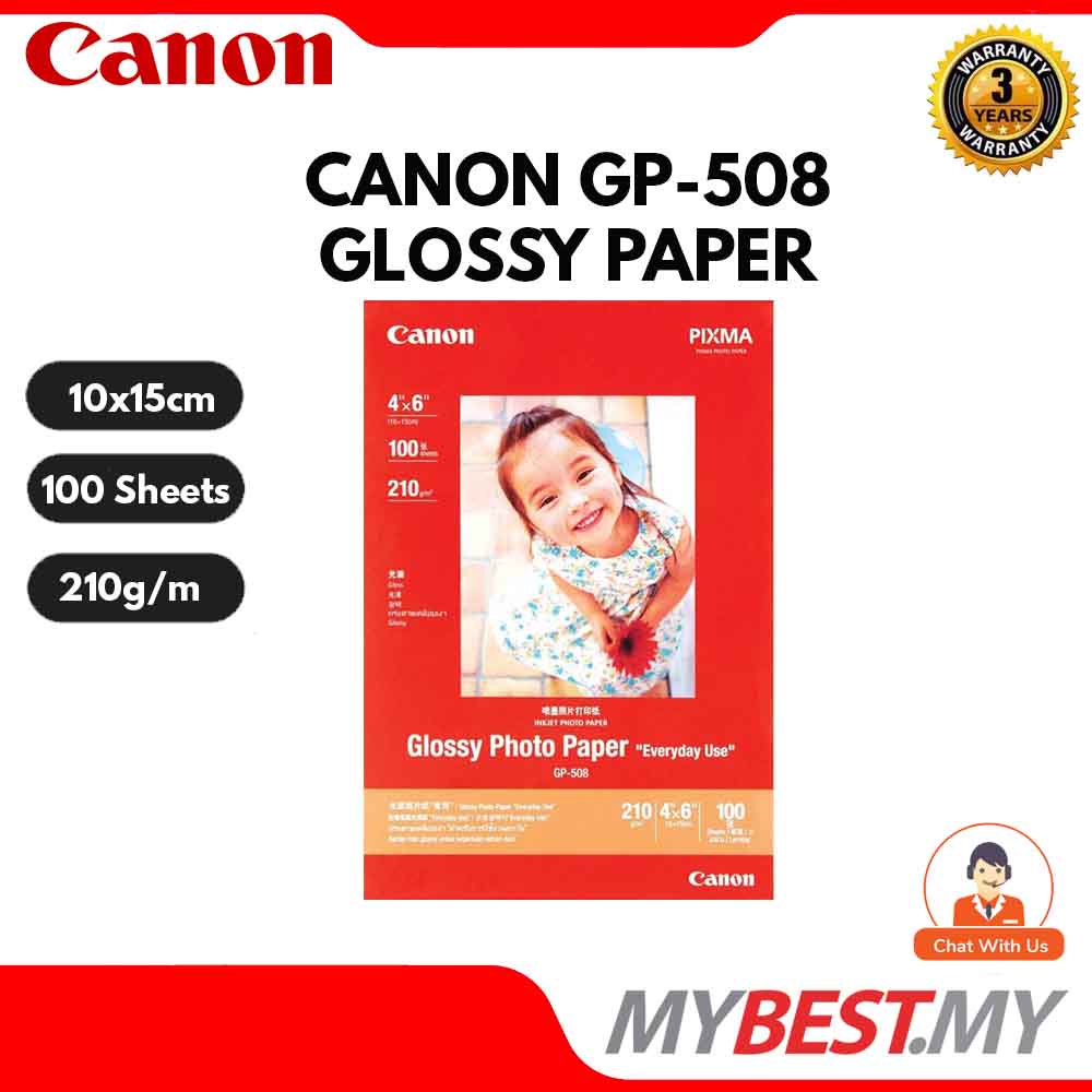 Canon GP508 Glossy Photo Paper 100 Sheets (4R / 4 x6 / 10x15cm