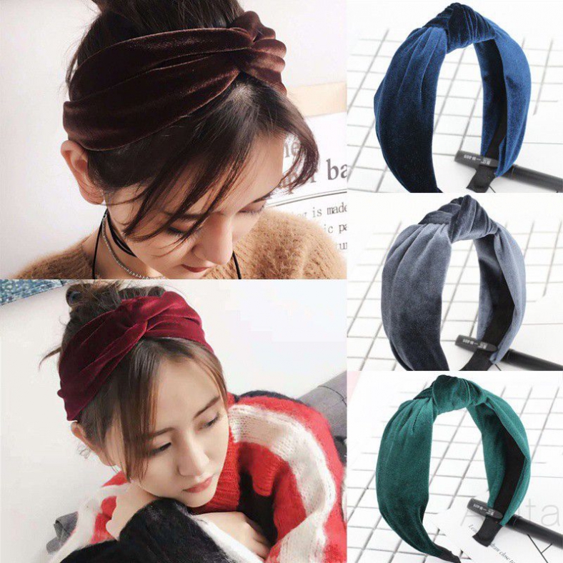 Hot Women S Headband Twist Cross Hair Band Side Wide Velvet Solid