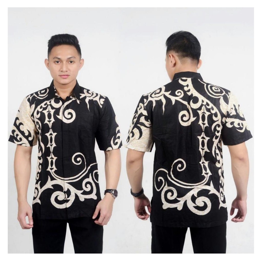  KEMEJA  BATIK  LELAKI BLACK WHITE Shopee Malaysia