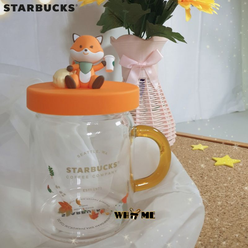 Starbucks China Online Exclusive Autumn Collection_Forest Cute Fox Glass Mug with Lid星巴克中秋萌狐造型玻璃杯