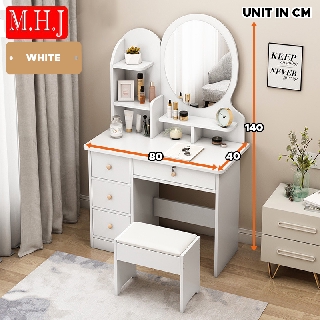 Mhj A182 3 Pattern Modern Dressing Table Set Drawer And Rack Makeup Table With Mirror Simple Large Storage Furniture Shopee Malaysia