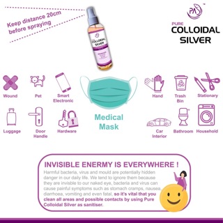 PA Original PureColloidal Silver Hand Sanitizer Spray Kill 