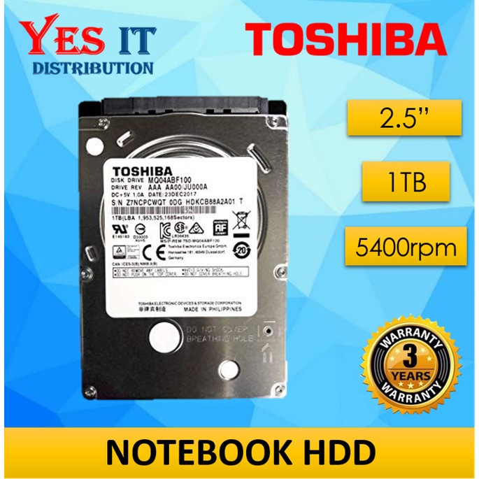 Toshiba 2.5" 7MM 1TB SATA 3GB/s 5400RPM Internal Hard Drive HDD_[TSB