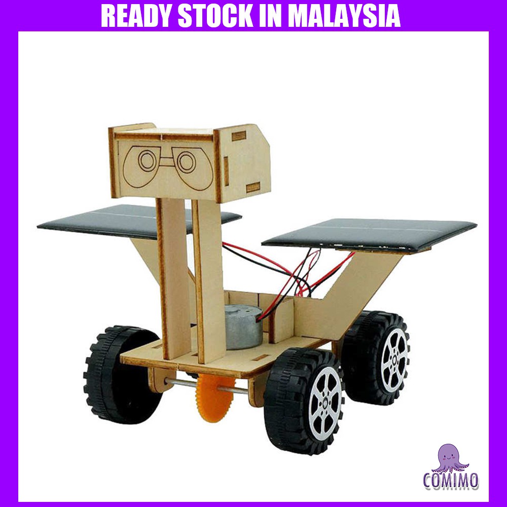 DIY Solar Energy Power Moon Rover Robot Car Wooden Puzzle Model Educational Toy Students Science Experiment for Kid