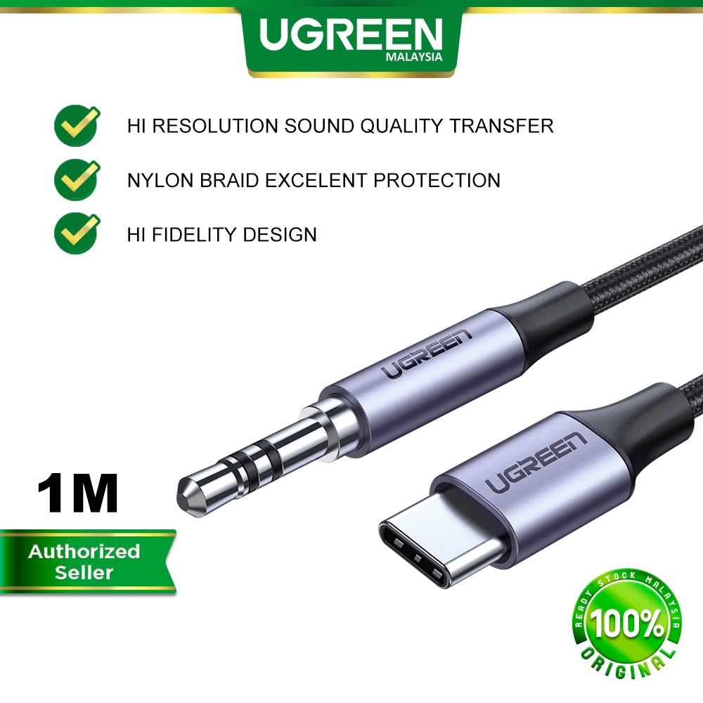 UGREEN USB Type C To 3.5mm Audio Jack Cable AUX Hi Resolution Stereo