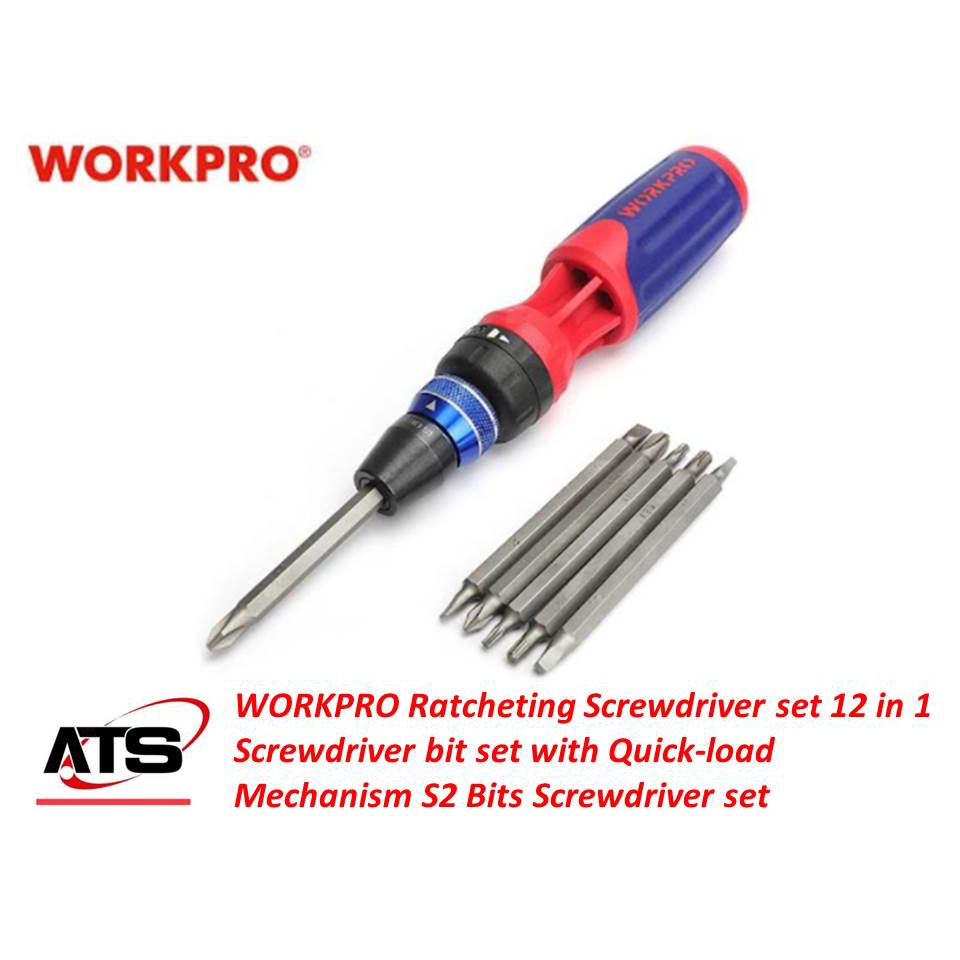 WORKPRO Ratcheting Screwdriver set 12 in 1 Screwdriver bit set with