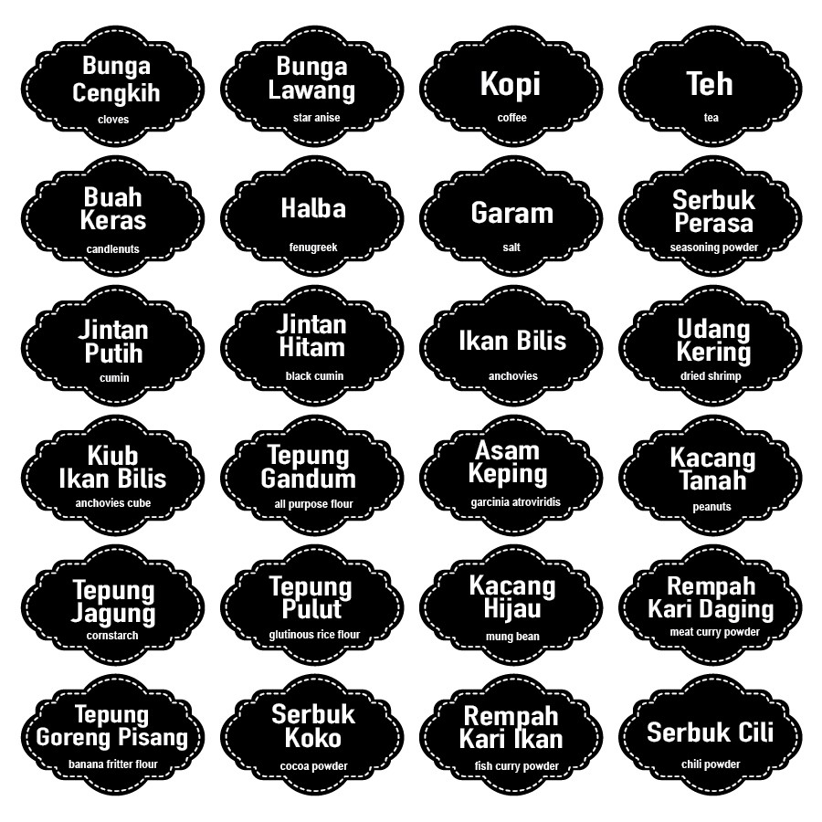 48 Pcs Transparent Label Sticker Kitchen Label Sticker Dapur Shopee Malaysia