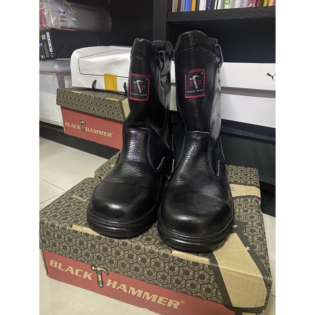Black Hammer Mens Safety Boots Safety Shoes Hi Cut BH2334 Shopee Malaysia