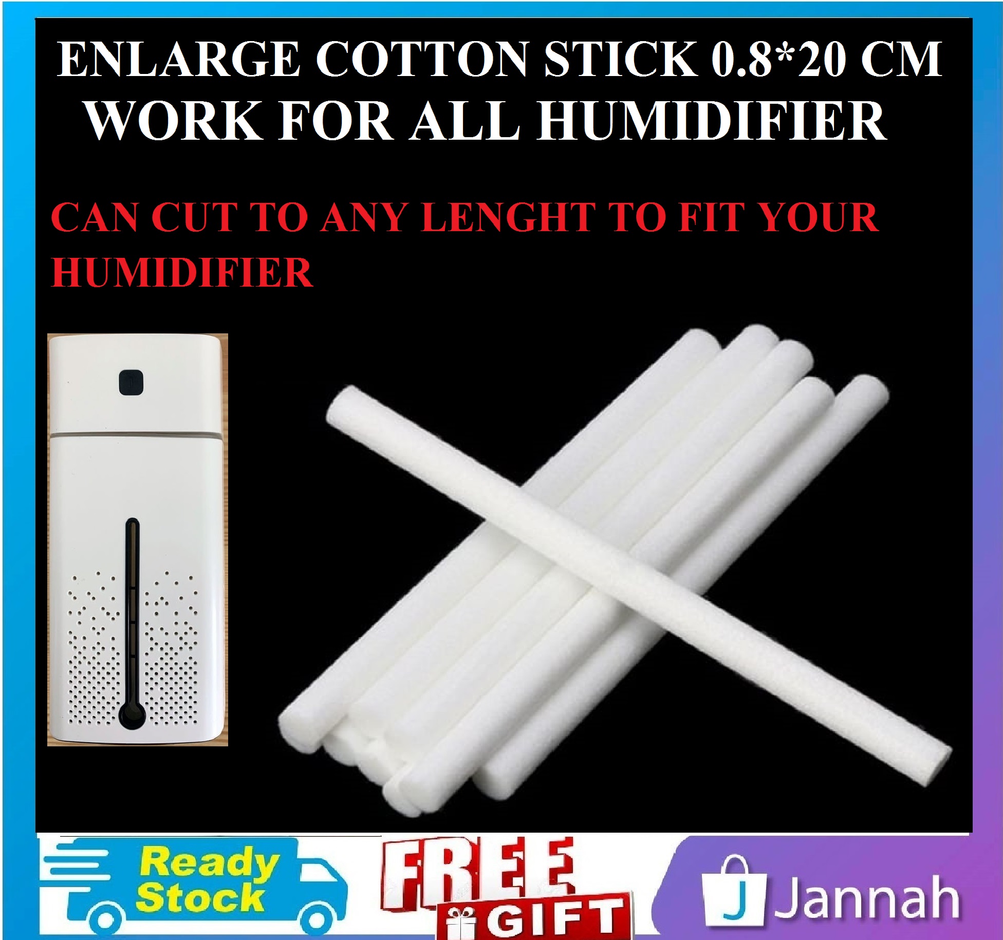 Jannah 8*200mm Enlarge Humidifier Cotton Stick Air Humidifier USB