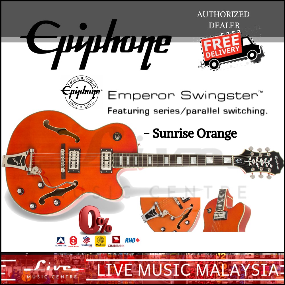 Epiphone Emperor Swingster Hollowbody Electric Guitar Rosewood Neck Sunrise Orange Shopee Malaysia