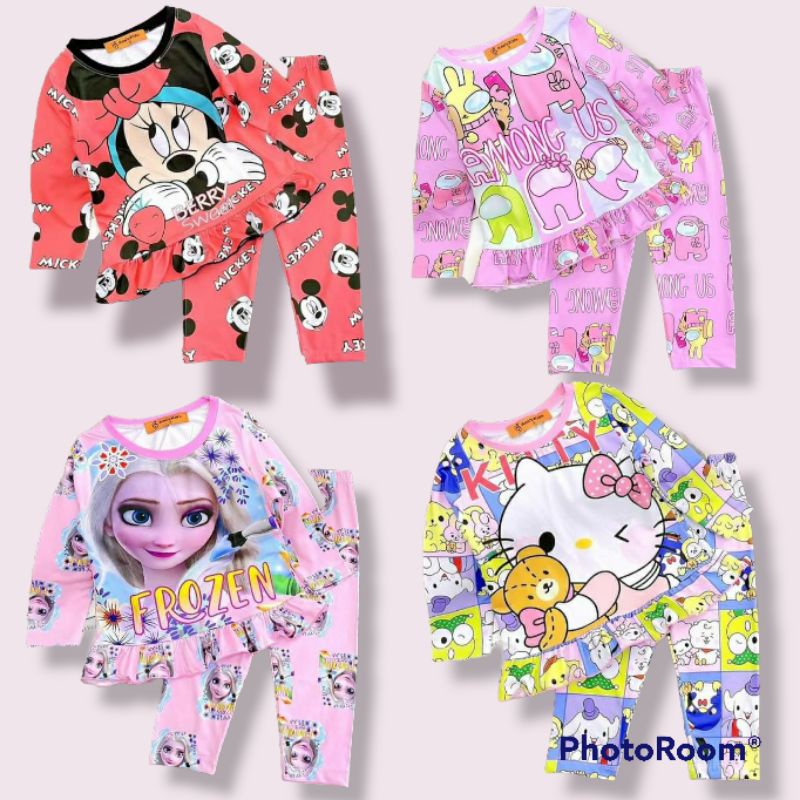 (3-5y) DOLL SET PYJAMAS LENGAN PANJANG KAIN JERSEY READYSTOCK