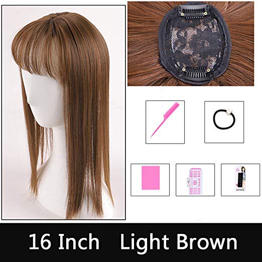 Invisible Hair Topper With 3d Fringe Crown Clip In Hair Piece For