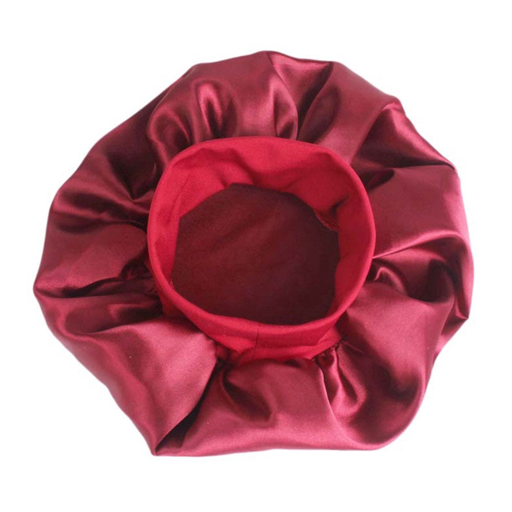 Essential Must Women Soft Solid Wide-Brimmed Silk Sleep Cap Bath Hair Care Elastic Bonnet Nightcap - Image 4