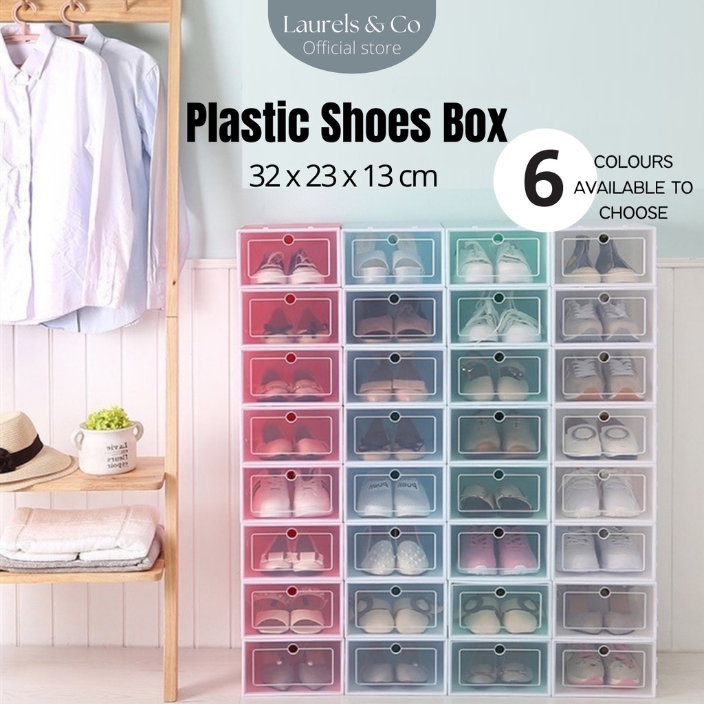 LAURELS Stackable Storage Shoes Box Transparent Plastic Storage Shoe