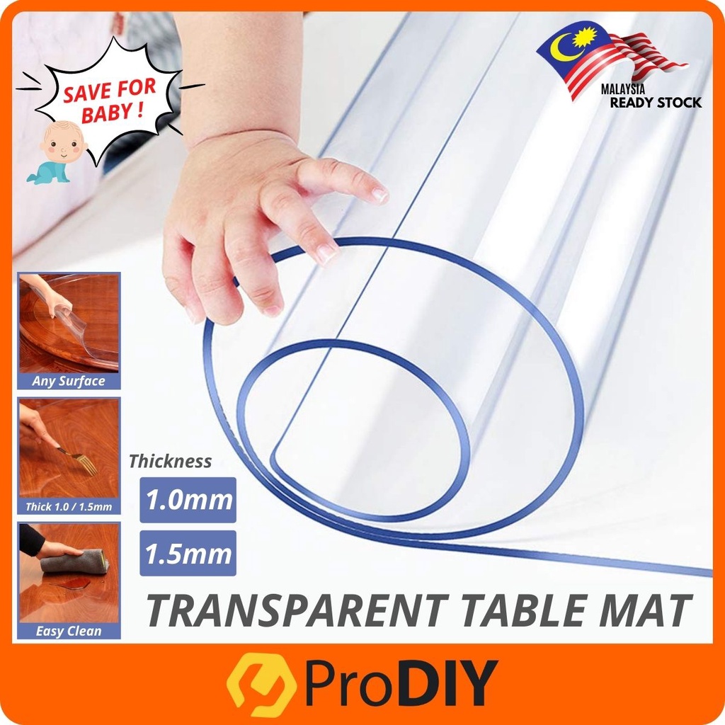 1.0mm / 1.5mm Thickness Transparent PVC Table Mat Clear Oilproof Easy