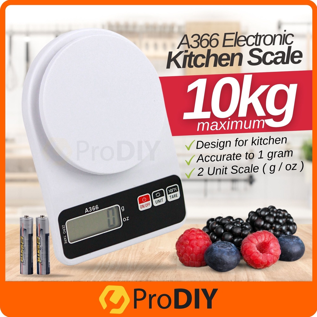 A366 Digital LCD Scale High Precision Electronic Kitchen Scale Food ( 10kg X 1g ) Weighing Scale Penimbang Kek