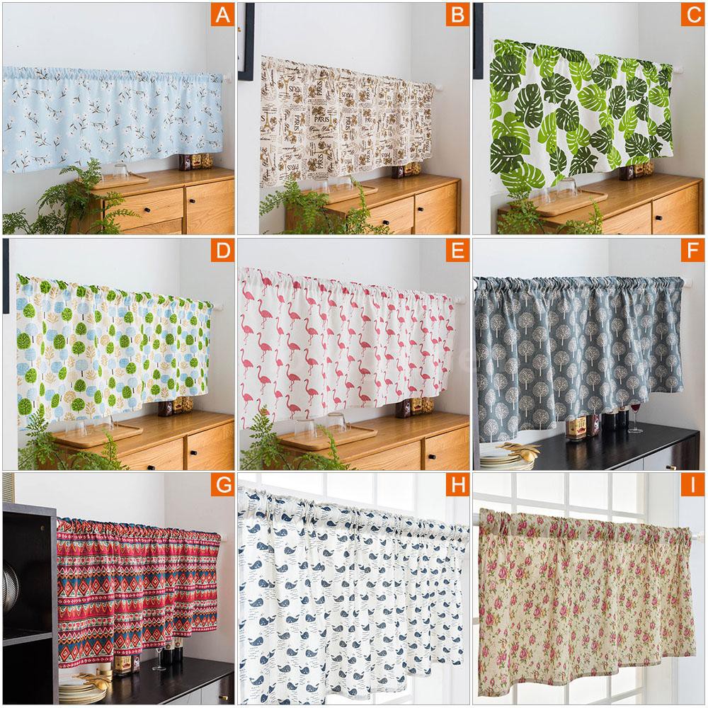 Valance Rose Printing Blackout Window Curtain Valances Burlap