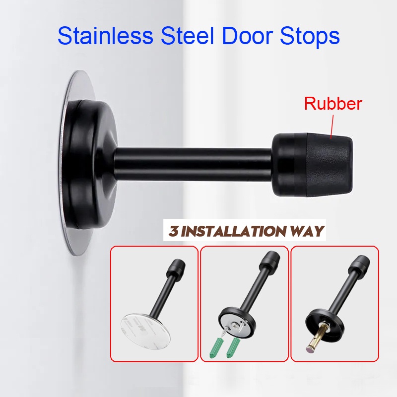 1PCS Rubber Wall Mounted Door Stopper 79mm 95mm 105mm 120mm Stainless ...