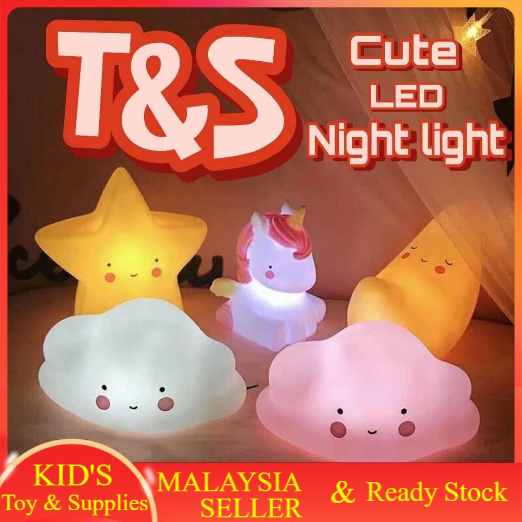 T&S Creative ins Cute LED Night Light Table Lamp Kids Girl Room decorative Xmas Gift Lampu Bilik Lampu Meja