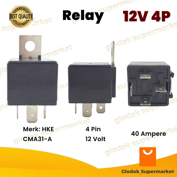 HKE 12V 4 Pin 40A Car Relay 4 Pin 12 Car Horn Light VOLT CMA31-A Horn Kereta