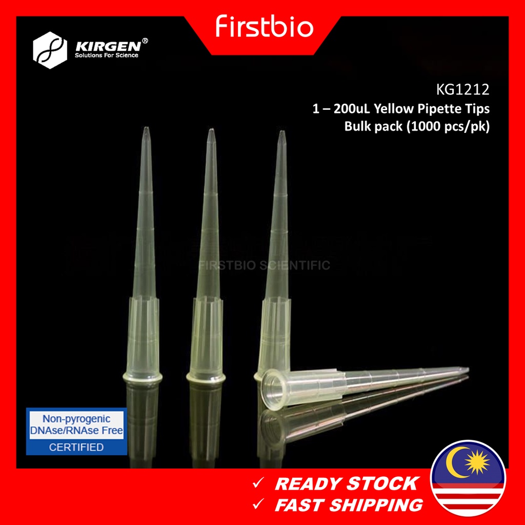 KIRGEN 200uL Universal Fit Tips 1200uL Yellow Pipette Tips 1000pcs