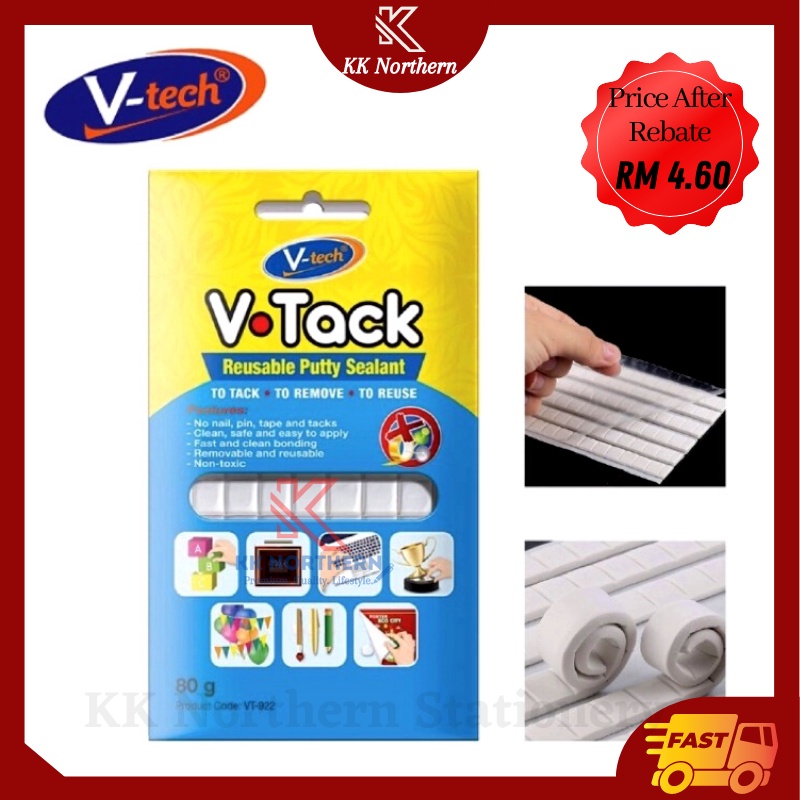 (80g) White Vtech Tack It Reusable Putty Sealant Adhesive Putty