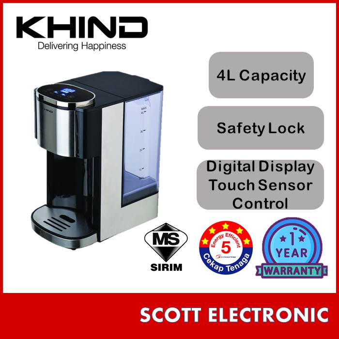 KHIND 4.0L Instant Boiler Hot Water Dispenser EK2600D with 4L Capacity