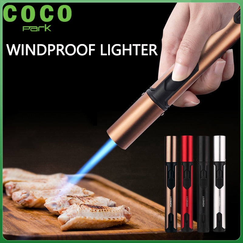 HONEST Butane Gas Lighter Windproof Lighter Flame Torch Lighter Refillable Cigar BBQ Kitchen Cooking Lebih Ringan 直冲打火机