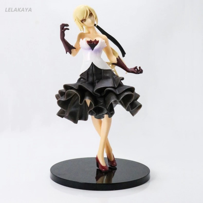 18cm anime action figure kizumonogatari oshino shinobu 17 years old black  dress ver model pvc monoga