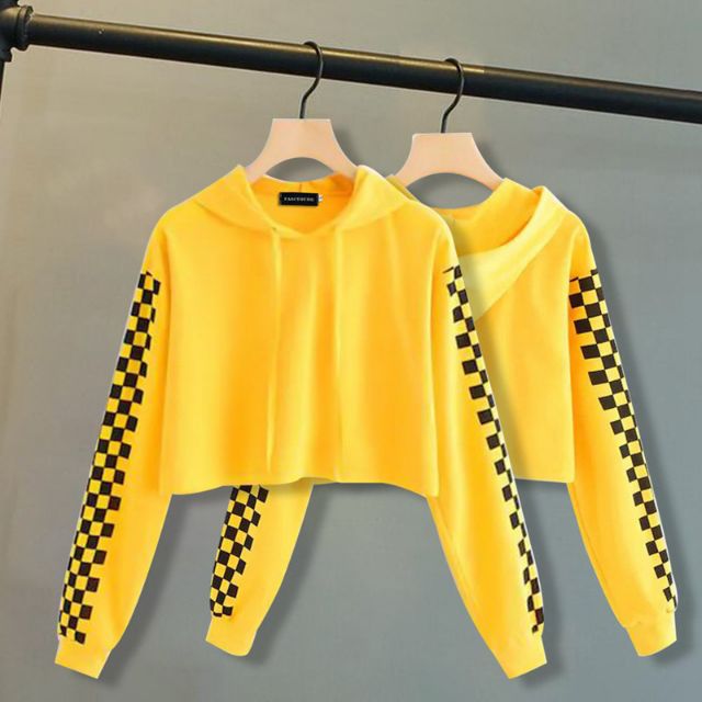 yellow sweatshirt crop top