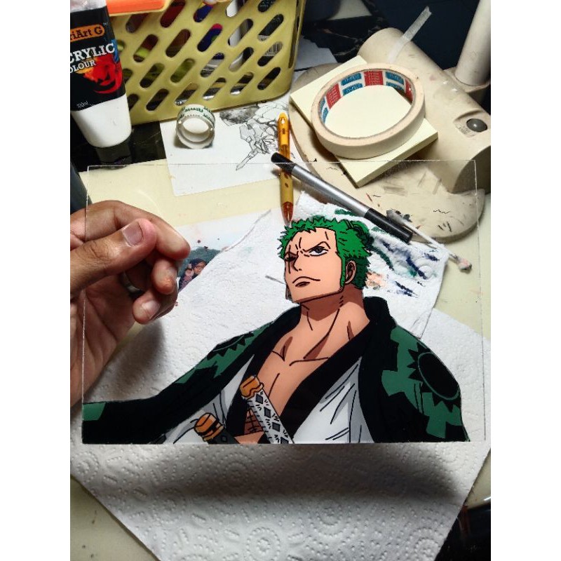 glass painting anime roronoa zoro one piece/custom order Shopee Malaysia