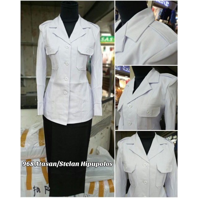 HITAM PUTIH Plain Black And White Suit, ASN Uniform White Blazer ...