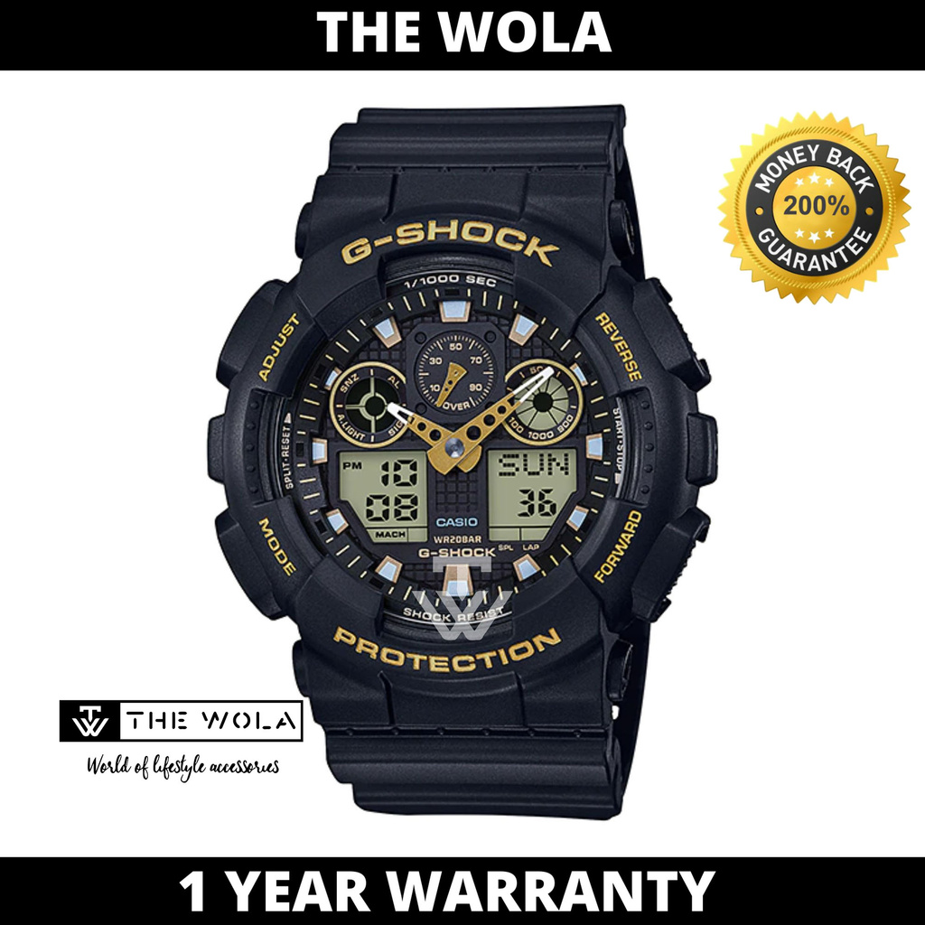 Casio G-Shock Men's Analog Digital GA-100GBX-1A9DR Black Resin Band Sport Watch