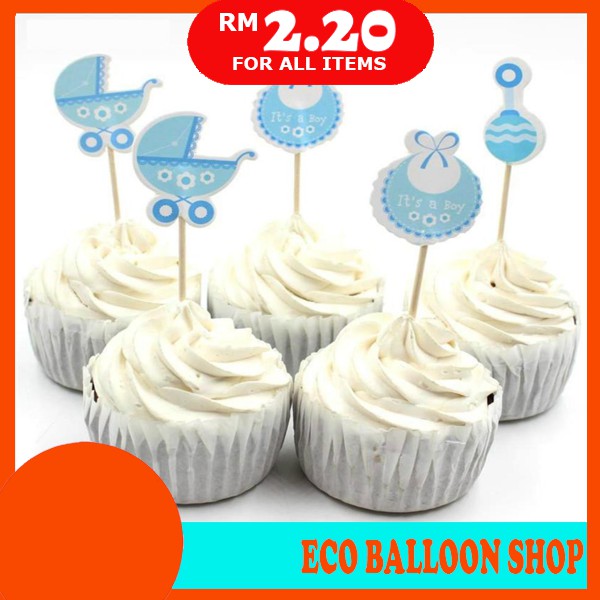 [READY STOCK] 6PCS HAPPY BIRTHDAY CAKE TOPPER ITS A BOY BABY BOY CAKE