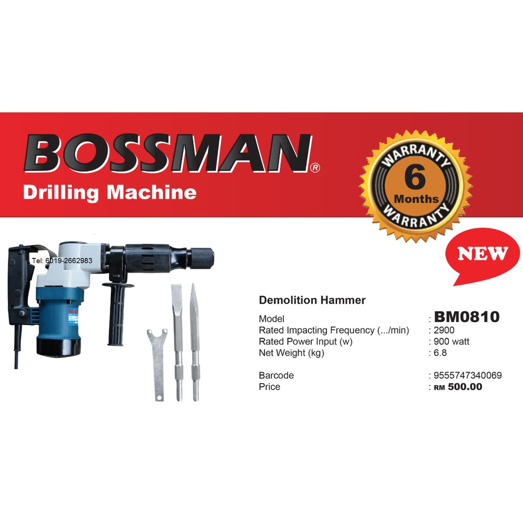Bossman Demolition Hammer 900w Bm0810 Power Drilling Machine