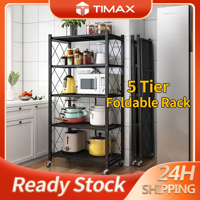 Foldable Storage Rack With Wheel Rak Dapur Rak Dapur Rak