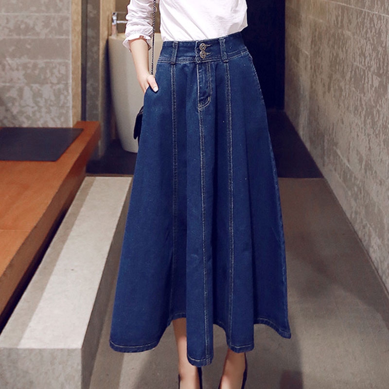 ladies denim maxi skirt