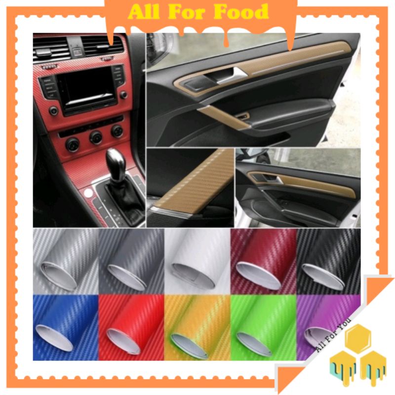 AllForCar 3D Carbon Fiber Vinyl Motorcycle Car Wrap Sheet Roll Film Car
