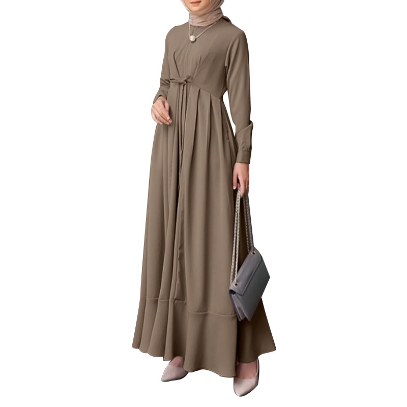 Hijabista Muslim Wear Women Casual Holiday Elegant Solid Long Dress ...