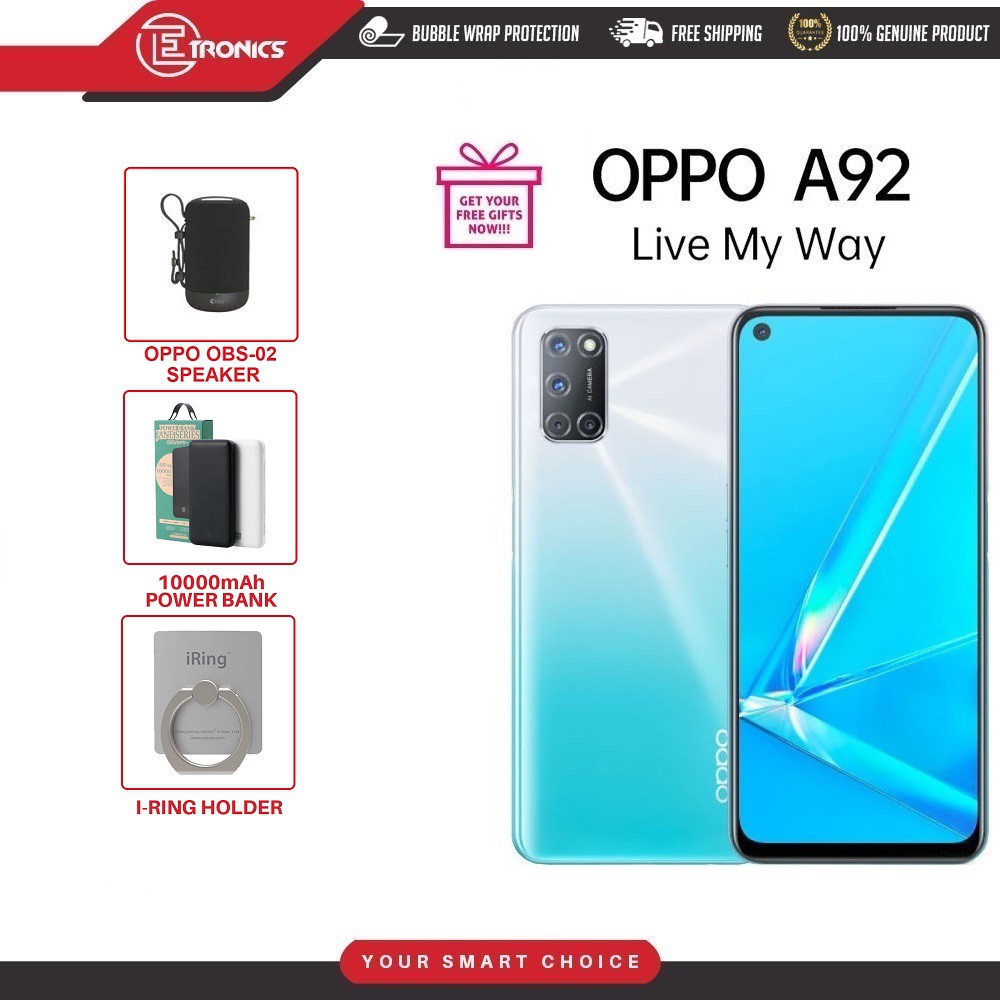 Oppo A92 8gb 128gb 5000 Mah Battery Capacity Original Oppo Malaysia Set Shopee Malaysia